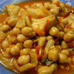 Chickpea stew with chard and cod recipe