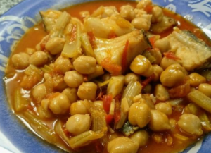 Chickpea stew with chard and cod recipe