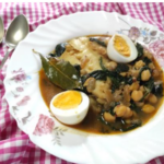 Chickpea stew with cod and spinach recipe