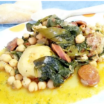 Grelos recipe with chickpeas and chorizo