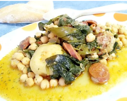 Grelos recipe with chickpeas and chorizo