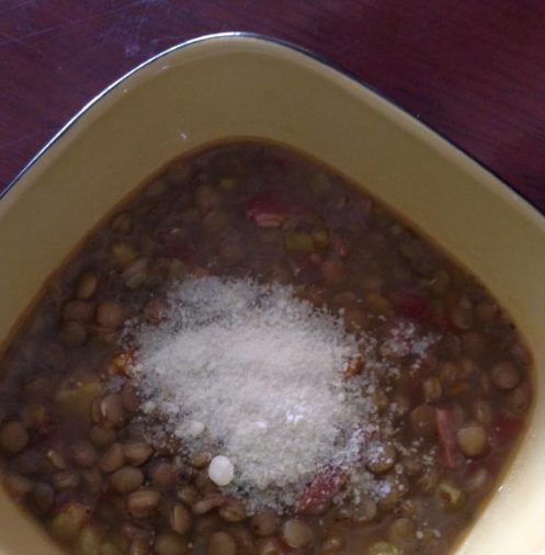 Lentils with bacon and potato recipe