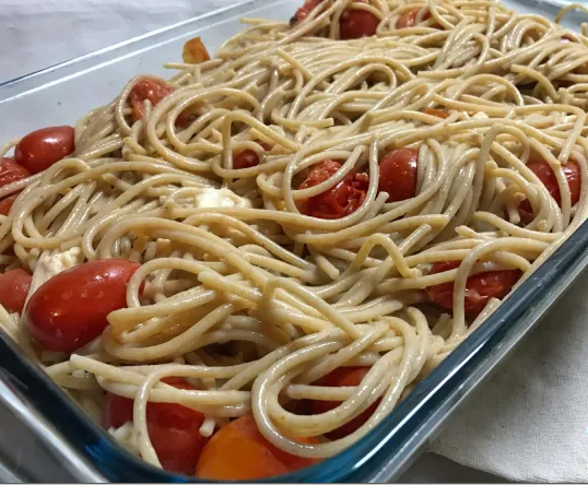 Pasta Recipe With Feta Cheese And Baked Cherry Tomatoes - FoodsDiary