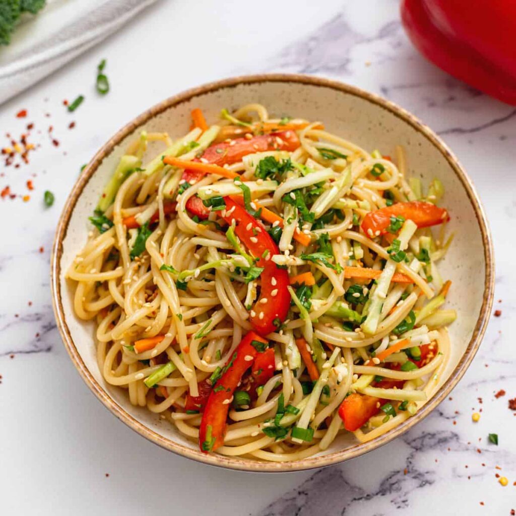 Cold Noodle Salad Recipe - FoodsDiary